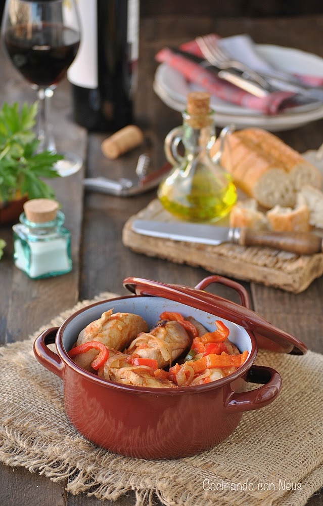 Lomos de conejo con pimientos al Jerez