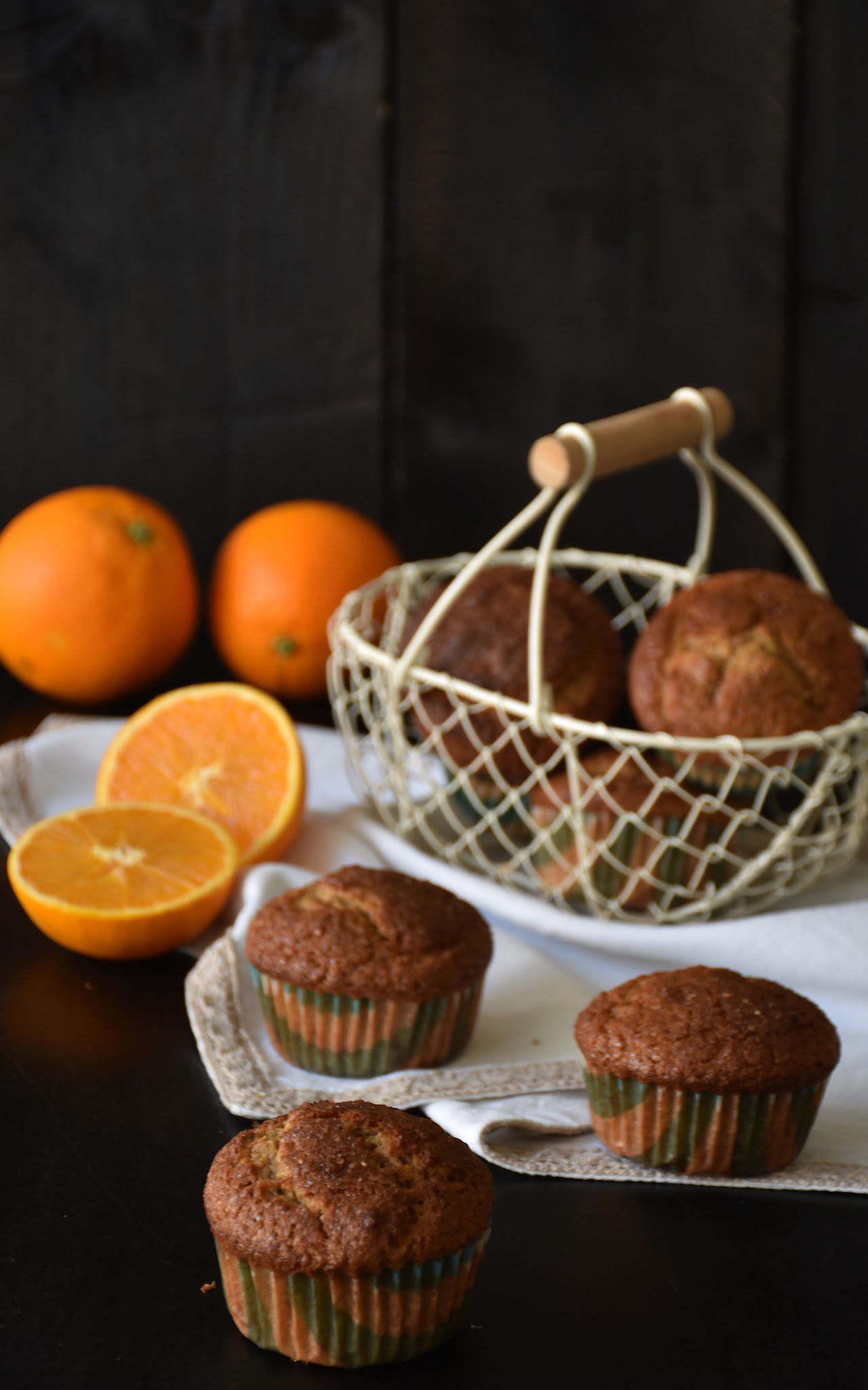 Magdalenas de naranja con harina de espelta