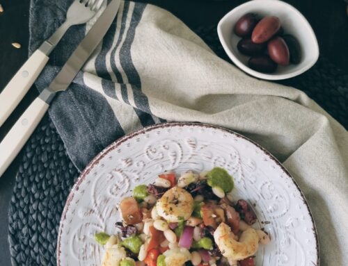 Ensalada de alubias con gambas