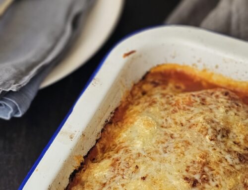 Lasaña de calabacín con atún y verduras